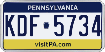 PA license plate KDF5734