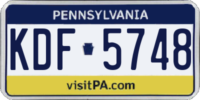 PA license plate KDF5748