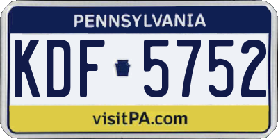 PA license plate KDF5752
