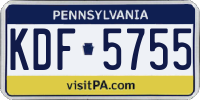 PA license plate KDF5755
