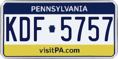 PA license plate KDF5757