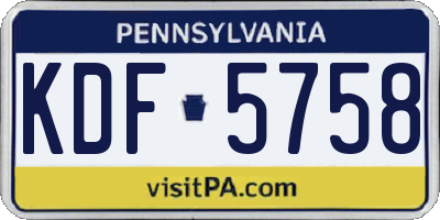 PA license plate KDF5758