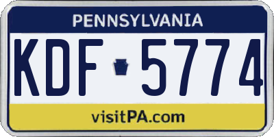 PA license plate KDF5774