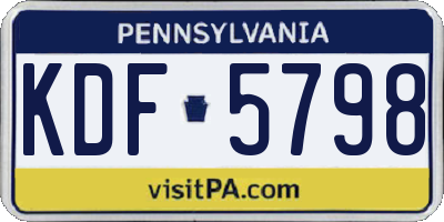 PA license plate KDF5798