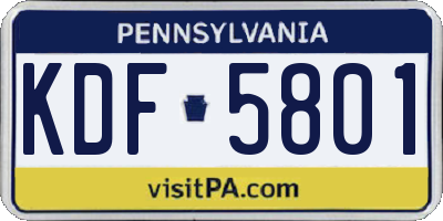 PA license plate KDF5801