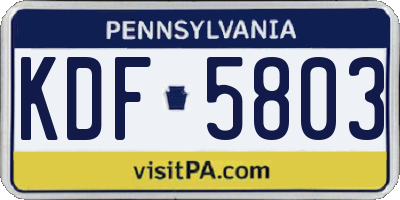 PA license plate KDF5803