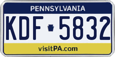 PA license plate KDF5832