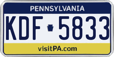 PA license plate KDF5833