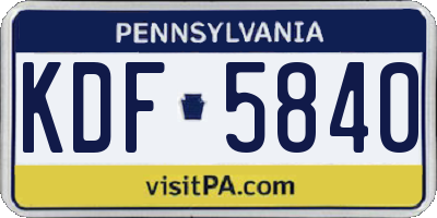 PA license plate KDF5840