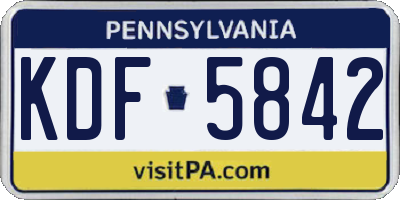 PA license plate KDF5842
