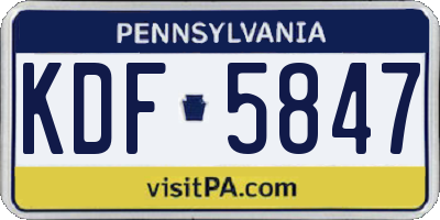 PA license plate KDF5847