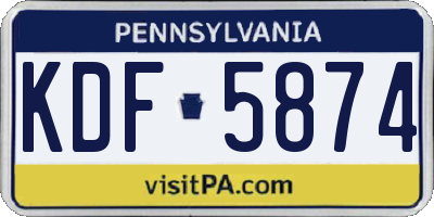 PA license plate KDF5874