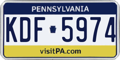 PA license plate KDF5974