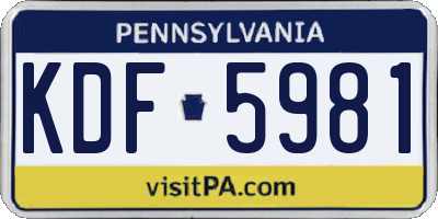 PA license plate KDF5981