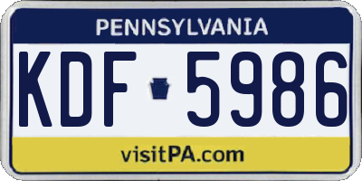 PA license plate KDF5986