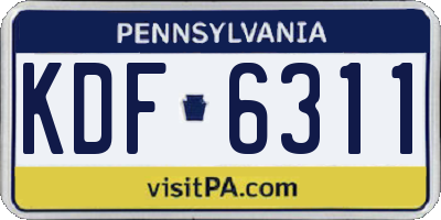 PA license plate KDF6311