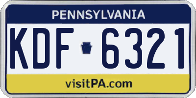 PA license plate KDF6321