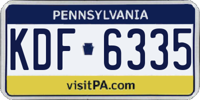 PA license plate KDF6335