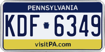 PA license plate KDF6349