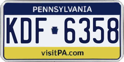 PA license plate KDF6358