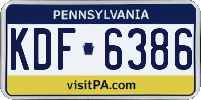 PA license plate KDF6386
