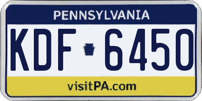 PA license plate KDF6450