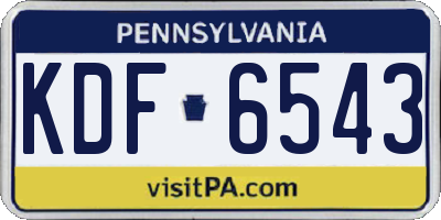 PA license plate KDF6543