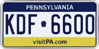 PA license plate KDF6600