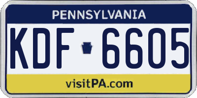 PA license plate KDF6605
