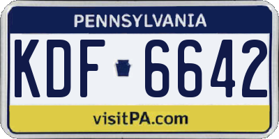 PA license plate KDF6642