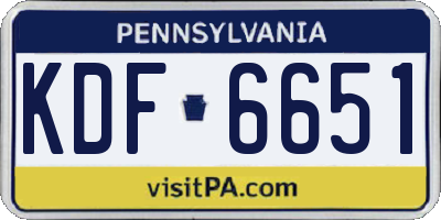 PA license plate KDF6651