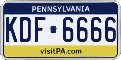 PA license plate KDF6666