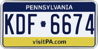 PA license plate KDF6674
