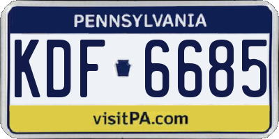 PA license plate KDF6685