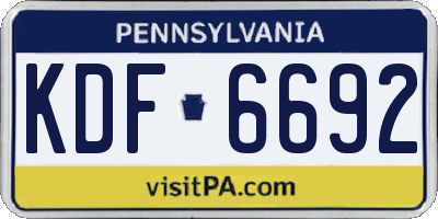 PA license plate KDF6692