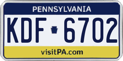 PA license plate KDF6702
