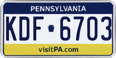 PA license plate KDF6703