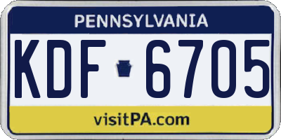 PA license plate KDF6705