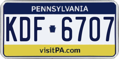 PA license plate KDF6707