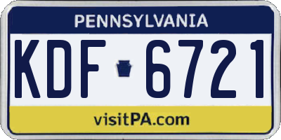 PA license plate KDF6721
