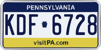 PA license plate KDF6728