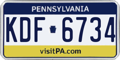 PA license plate KDF6734