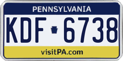 PA license plate KDF6738