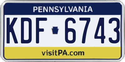 PA license plate KDF6743