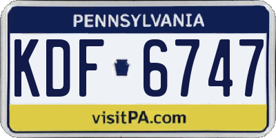 PA license plate KDF6747