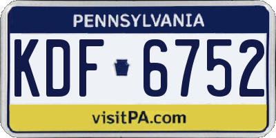 PA license plate KDF6752