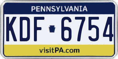 PA license plate KDF6754