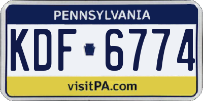 PA license plate KDF6774