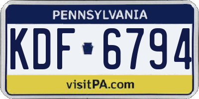 PA license plate KDF6794