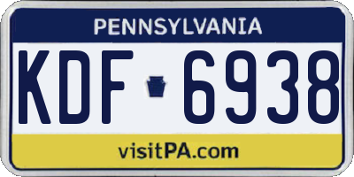 PA license plate KDF6938